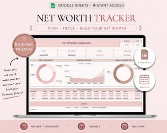 Net Worth Tracker Google Sheets, Assets & Liabilities Dashboard, Finance Planner