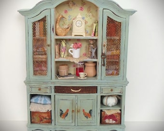 Dolls house miniature 12th scale farmhouse/cottage hutch/dresser...rustic...OOAK...Artisan