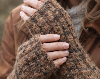 Merino wool mittens – Hand-knitted – Leopard print – Made to measure