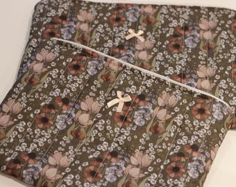 Floral Quilted Laptop Sleeve – Handmade Cotton Padded MacBook Case