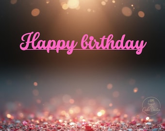 Pink Glitter Happy Birthday Cake Topper (Digital Download)