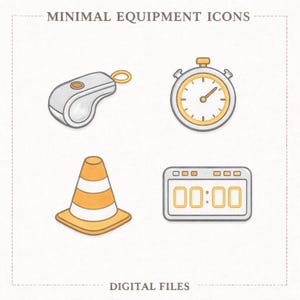 Minimale uitrusting Borduurbundel Fluitje Stopwatch Kegel Timer Trainingspictogrammen Digitale downloadbestanden
