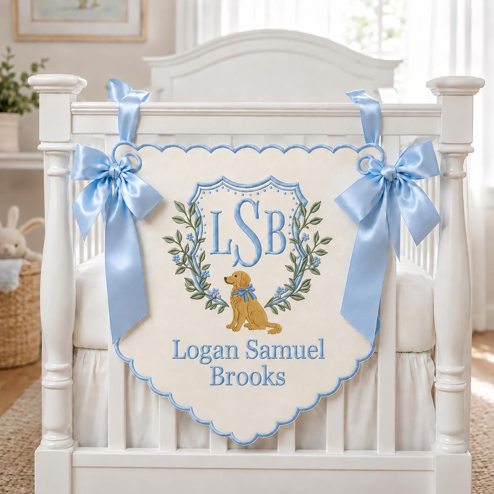 Personalized Baby Boy Crib Banner, Golden Retriever Nursery Decor ...