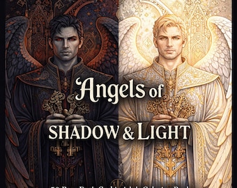 Angels of Shadow & Light – 50 Page Dark Gothic Adult Coloring Book (Printable PDF)