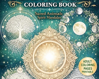 Mystical Nature Mandala Coloring Book – 50 Sacred Animals & Spirit Mandalas, Adult Coloring Pages, Printable Digital Download