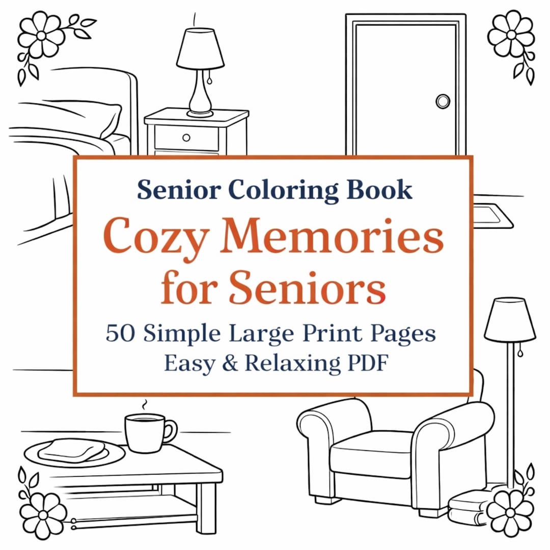 Senior Collaborative Coloring Senior Coloring Book | 50 Large Print Cozy Scenes (PDF) - Etsy