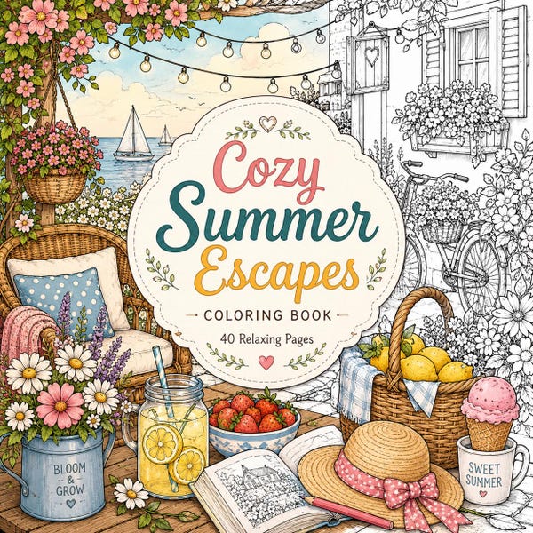 Cozy Summer Escapes | Cute & Relaxing Coloring Book