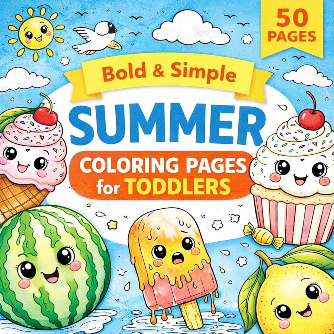 Bold and Simple Summer Coloring Pages for Toddlers | 50 Easy Beach ...