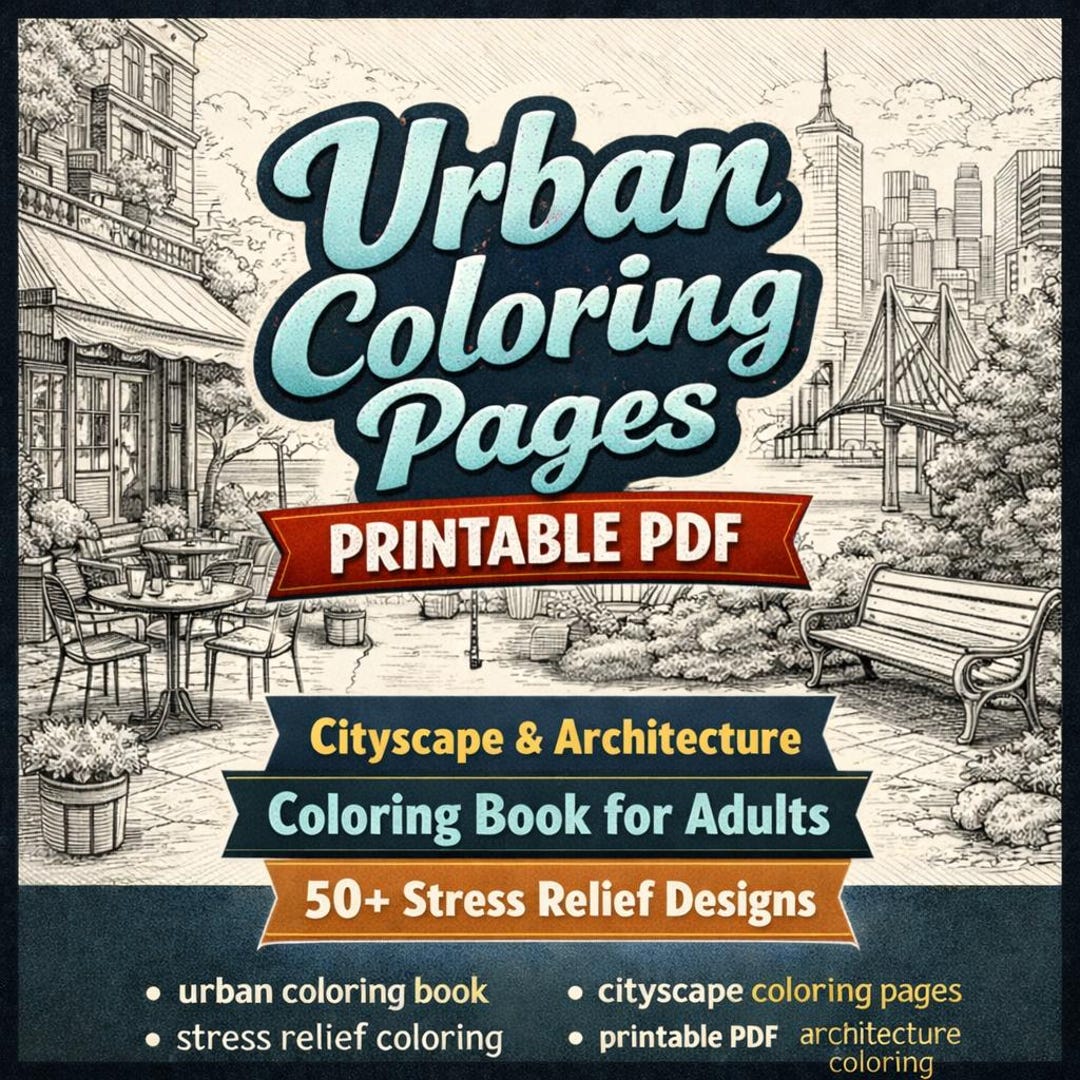Urban Calm Coloring Book for Adults – 50+ Printable City & Transport ...