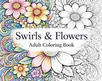 Swirls and Flowers Coloring Pages | Ornamental Floral Swirl Adult Coloring Book