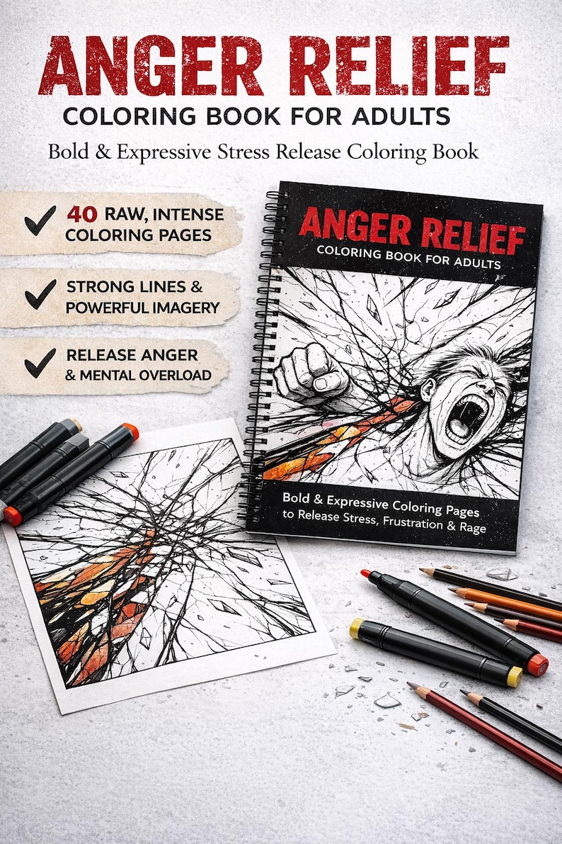 Anger Relief Coloring Book for Adults - Bold and Expressive Coloring ...