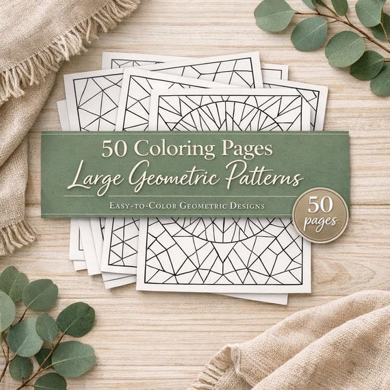Large Geometric Coloring Book – 50 Bold Patterns for Relaxation
