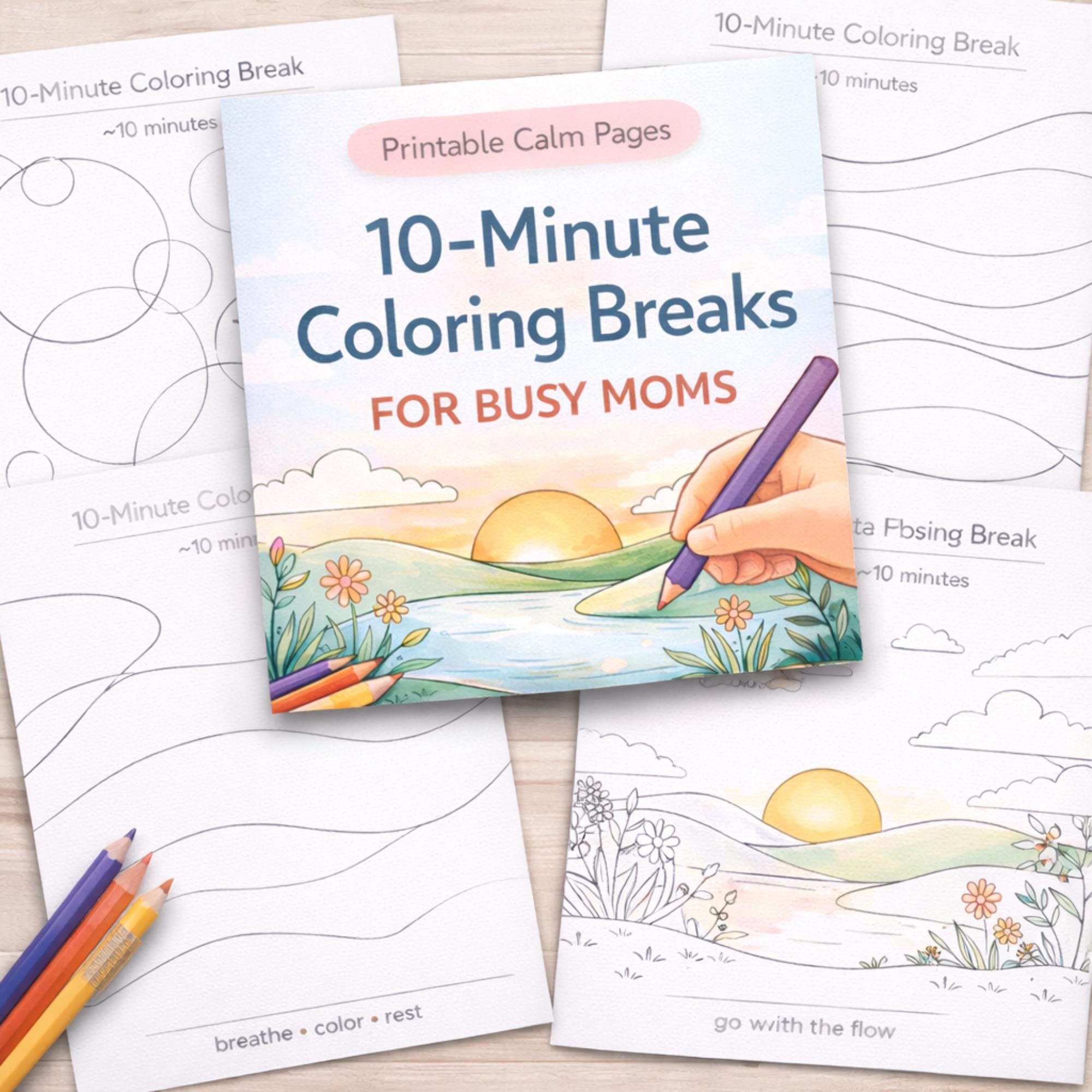 10-minute Coloring Breaks for Busy Moms – Printable Calm Pages - Etsy
