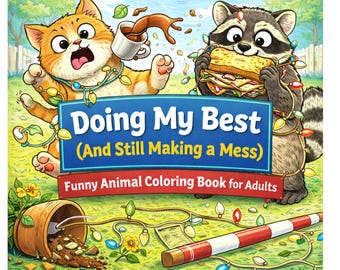 Funny Animal Coloring Book for Adults: Messy Kawaii Style (Digital Download)