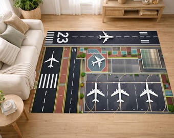 Airport Spielteppich: Kinder Flugzeug Landebahn Teppich, Interaktives Lernspielzeug Dekor