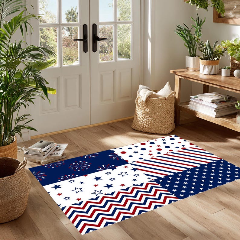 Prepppy Patriots Rug Patriotic USA 250th Anniversary Rug American Flag Stars Stripes 1776 ...