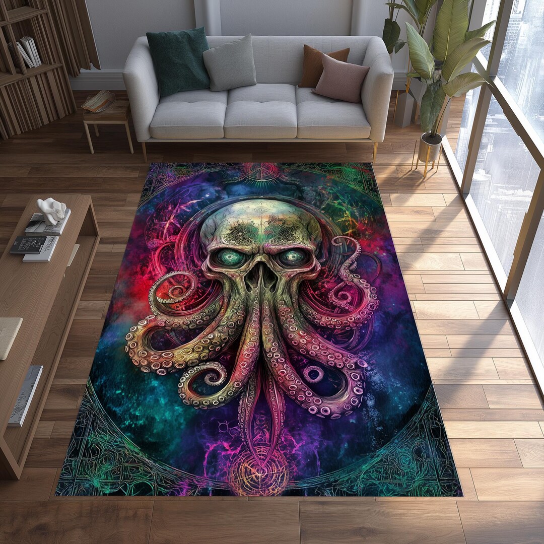 Cthulhu Skull Rug: Eldritch Horror Tentacle Design, Dark Cosmic Monster ...