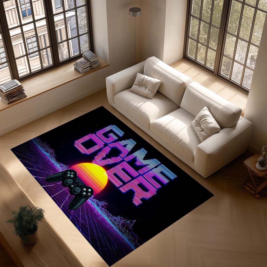Game Over Rugs Retro Game Over Rug: 80s Vaporwave Gamer Room Decor - Etsy