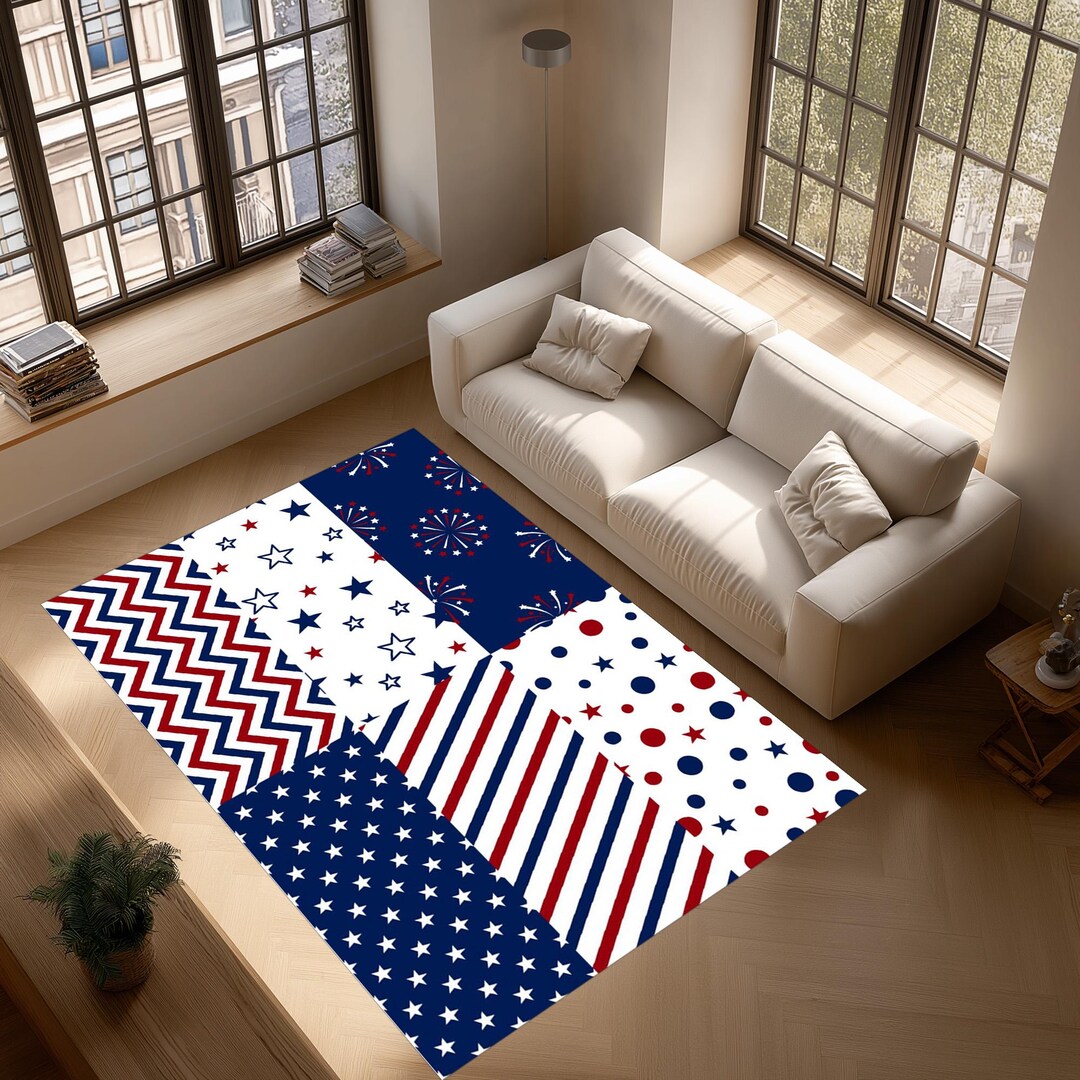 Prepppy Patriots Rug Patriotic USA 250th Anniversary Rug American Flag Stars Stripes 1776 ...
