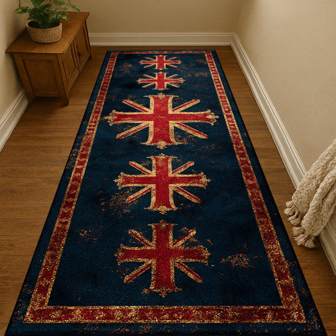 Union Jack Rugg Union Jack Runner Rug: British Flag Carpet, Distressed Navy Red Design ...