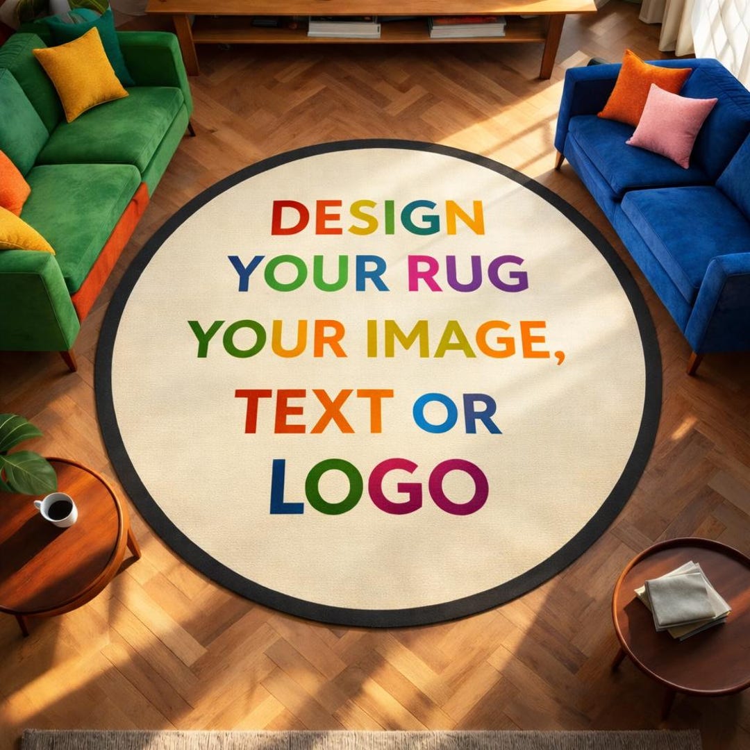 Custom R Logo. Service Rugs Custom Logo Round Rug: Personalized Image Text Carpet, Colorful ...