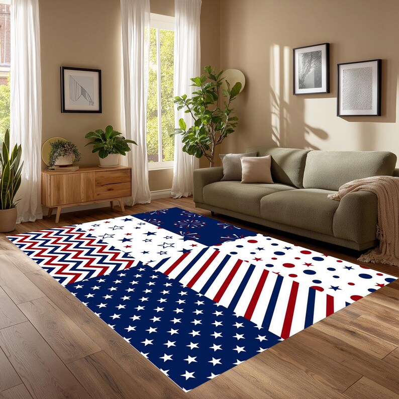 Patriotic USA 250th Anniversary Rug American Flag Stars Stripes 1776 ...