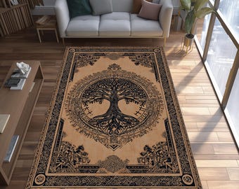 Norse Tree of Life Area Rug: Viking Celtic Knot Design