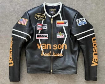 VTG Vanson Leathers 'one Star' Motorcycle Racer Jacket - Size M - Etsy