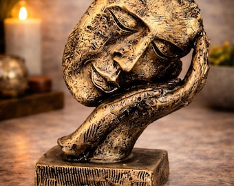 Abstract Thinker Sculpture | Bronze Finish Modern Art Figurine