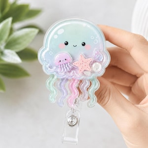 Maneter Shaker-bricka, söt havsbricka, kawaii havsliv-ID-rulle, sjuksköterskebricka, present till sjukvårdspersonal, present till sjuksköterska