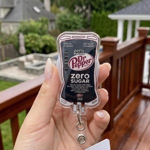 Dr Pepper Zero Sugar Iv Bag Badge Reel, Funny Nurse Badge Holder, Retractable ID Clip, Medical ICU ER Nursing Graduate Gift, Soda Lover