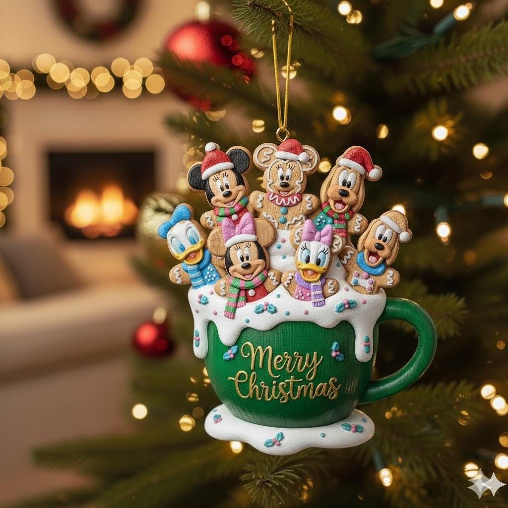 Disney Gingerbread Mug Ornament, Mickey & Friends Merry Christmas
