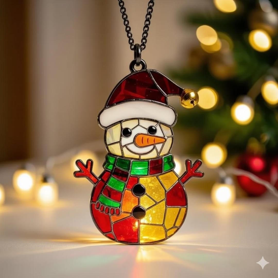 Handmade Stained Glass Snowman Suncatcher, Christmas Snowman Window ...