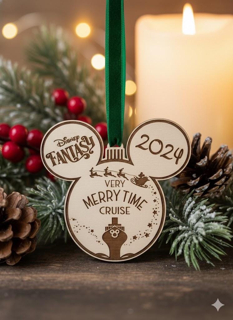 Disney Fantasy Cruise Ornament 2024, Very Merrytime Wooden