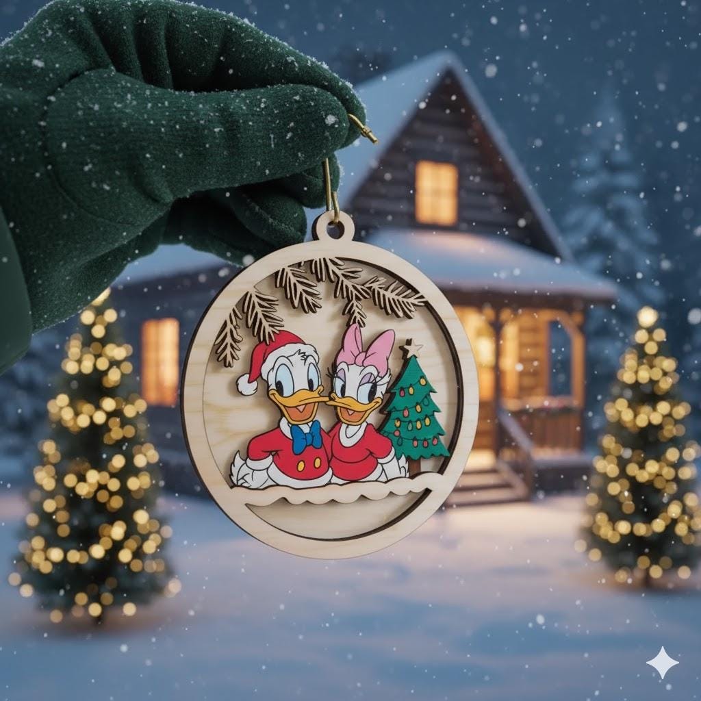 Donald and Daisy Duck Ornament, Couple Disney Christmas Decoration