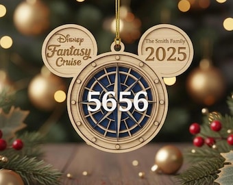 Personalized Disney Cruise Ornament, Family Vacation Keepsake 2025, Custom Wooden Travel Gift