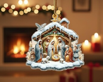 Décoration de la Nativité de la Sainte Famille 2025, Décoration de Noël religieuse, Souvenir de la foi chrétienne, Cadeau de Noël pour la famille