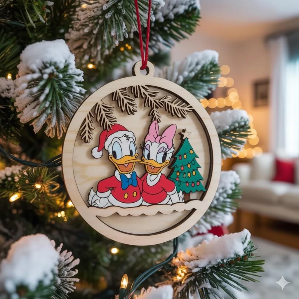 Donald and Daisy Duck Ornament, Couple Disney Christmas Decoration