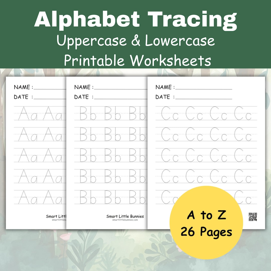 Uppercase and Lowercase Alphabet Tracing Worksheets A–Z (A4 & US Letter ...