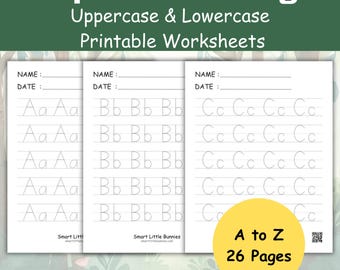 Uppercase and Lowercase Alphabet Tracing Worksheets A–Z (A4 & US Letter)