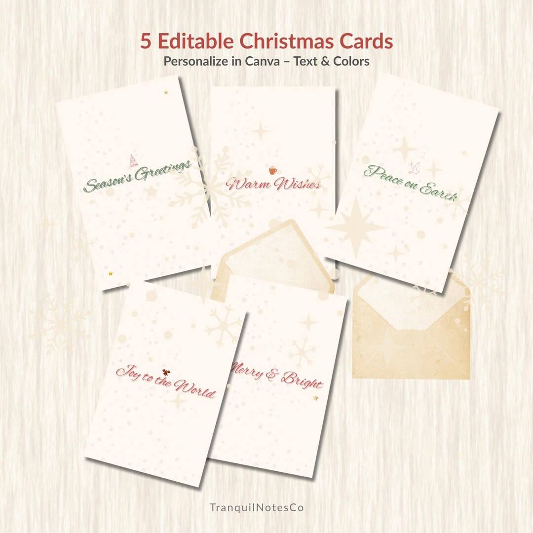 Editable Christmas Card Template | Canva Printable Holiday Cards (5x7 ...