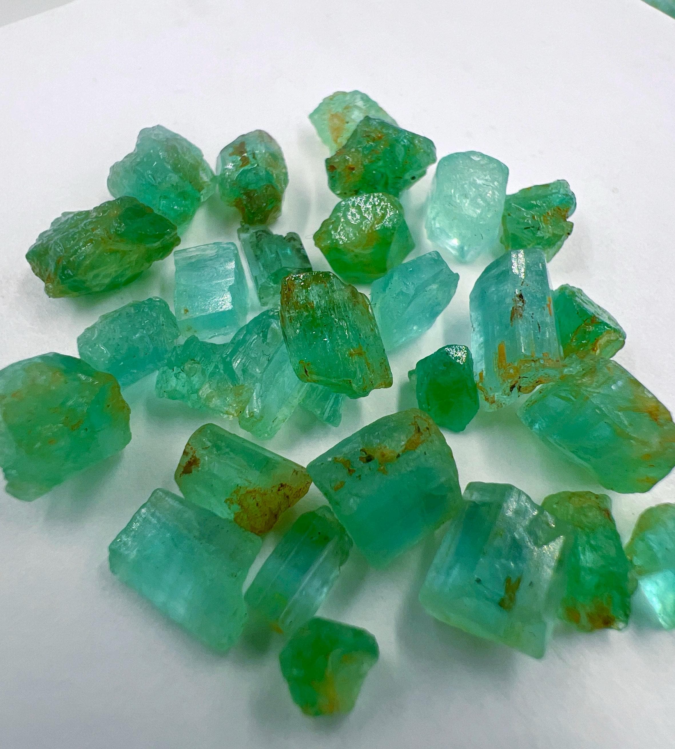 Nigerian Emerald Beryl Rough Crystals – Raw Gemstone Lot for Jewelry ...