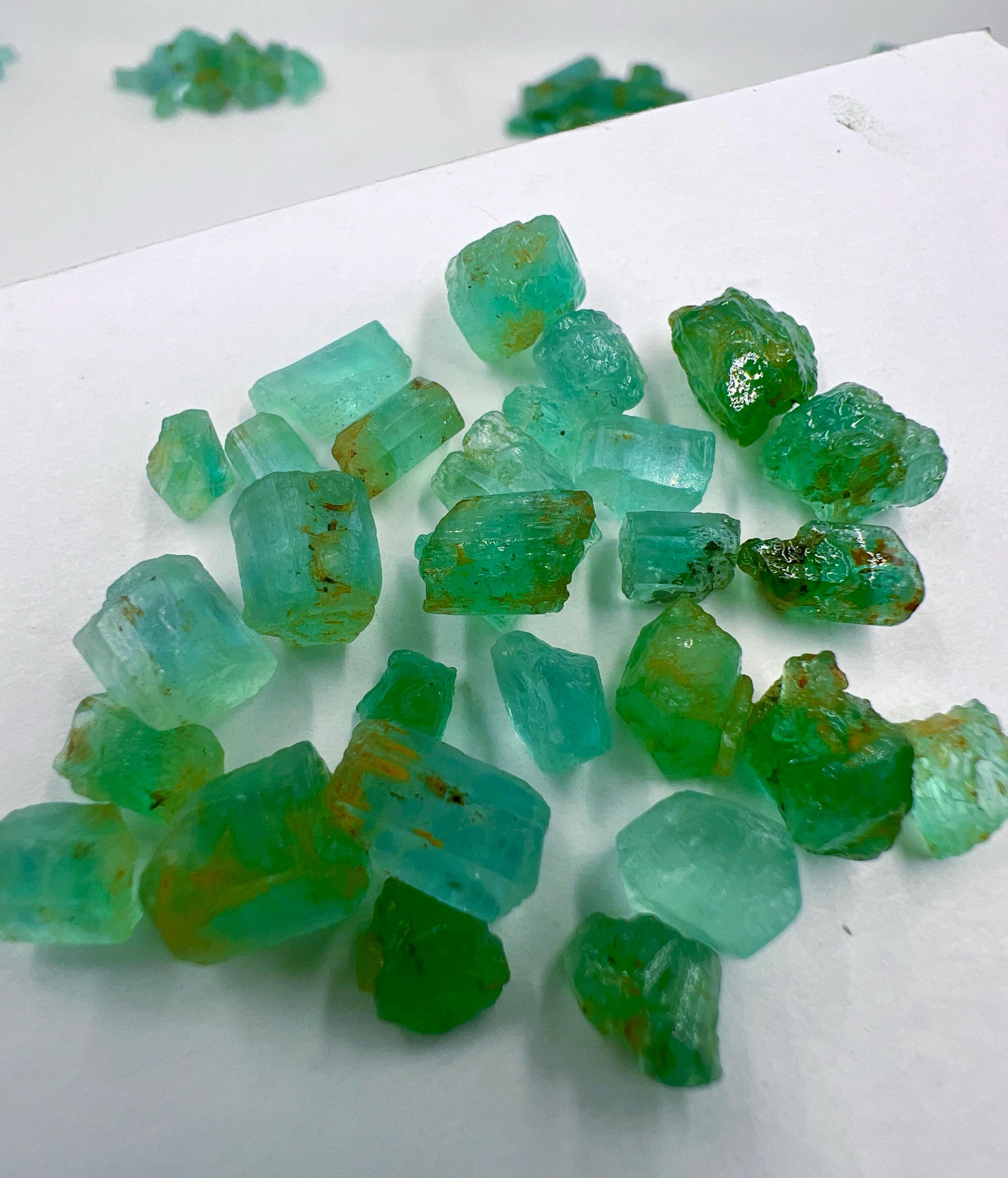 Nigerian Emerald Beryl Rough Crystals – Raw Gemstone Lot for Jewelry ...