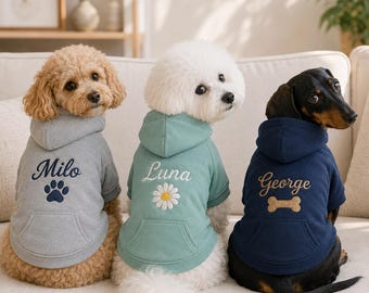 Custom Embroidered Dog Name Hoodie for Dogs - Personalized Pet Memorial  Hoodie - Birthday Gifts for Pet Lovers - New Puppy Owners