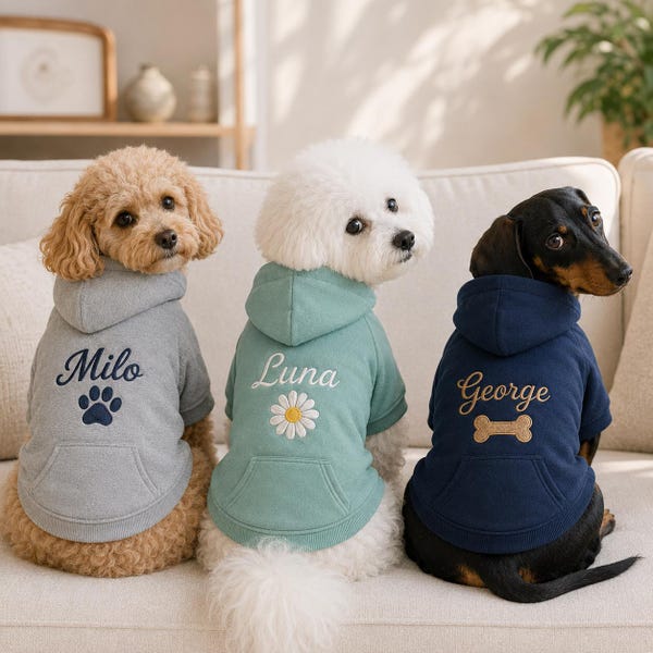 Personalisierter Hundenamen Hoodie für Hunde - Personalisierter Haustier Erinnerungs Hoodie - Geburtstagsgeschenke für Tierliebhaber - Neue Welpen Besitzer