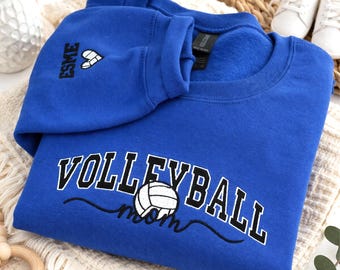 Beachvolleyball Mama Bekleidung Gestickter Kindername - Volleyball Sweatshirt für Eltern - Benutzerdefinierte Sport Mama Sweatshirt - Geschenk für den Spieltag