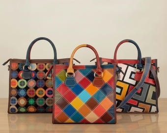 Torebka na ramię z najwyższej warstwy skóry bydlęcej, codzienna, geometryczny wzór, kontrastowy kolor, minimalistyczny styl, prezent dla kobiet, modny wystrój