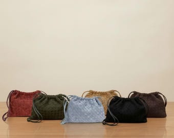 Miękka skórzana torba na ramię w kształcie chmury, puchata, pleciona torebka, minimalistyczna skórzana torebka, modna torba na ramię, modny prezent dla kobiet