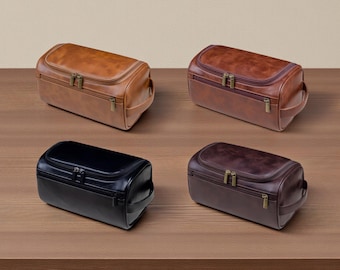 Skórzana kosmetyczka, miękkie skórzane torby do przechowywania, zestaw organizerów, klasyczne męskie torby podróżne, apteczka, skórzana torba, prezent dla niego