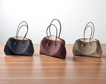 Skórzana torba typu tote, miękka, skórzana torebka z uchwytem u góry, klasyczne damskie skórzane torby na ramię, stylowa skórzana torba typu tote, prezent dla niej